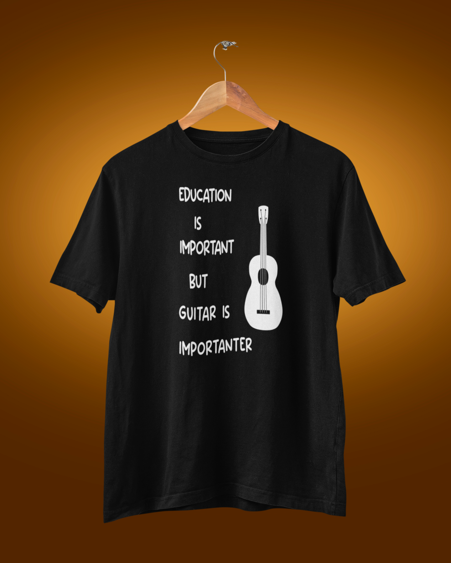 Education Is Important But Guitar Is Importanter Unisex Round Neck Tee