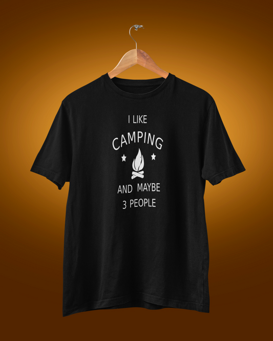 I Like Camping And Maybe 3 People Unisex Round Neck Tee